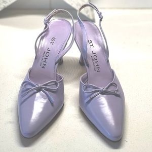 ST. JOHN lavender 3” leather sling back heel, NWT, 6.5 B, w/ Box + dust bag